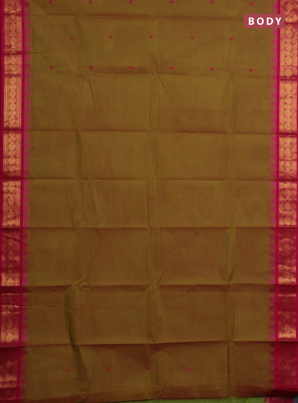 Chettinad cotton saree dual shade of greenish pink and pink with thread woven buttas and zari woven border