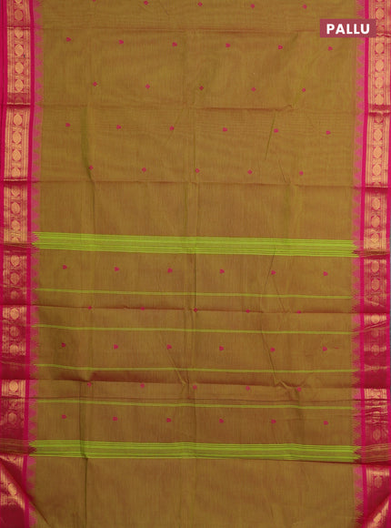 Chettinad cotton saree dual shade of greenish pink and pink with thread woven buttas and zari woven border