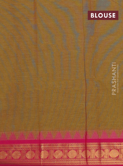 Chettinad cotton saree dual shade of greenish pink and pink with thread woven buttas and zari woven border