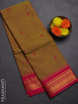 Chettinad cotton saree dual shade of greenish pink and pink with thread woven buttas and zari woven border