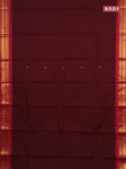 Chettinad cotton saree deep wine shade and pink with thread woven buttas and zari woven border