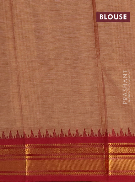 Chettinad cotton saree pastel brown and maroon with thread woven buttas and zari woven border