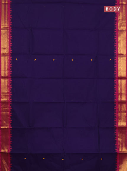 Chettinad cotton saree violet and pink with thread woven buttas and zari woven border