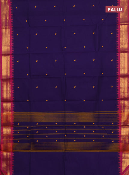 Chettinad cotton saree violet and pink with thread woven buttas and zari woven border