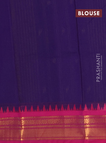 Chettinad cotton saree violet and pink with thread woven buttas and zari woven border