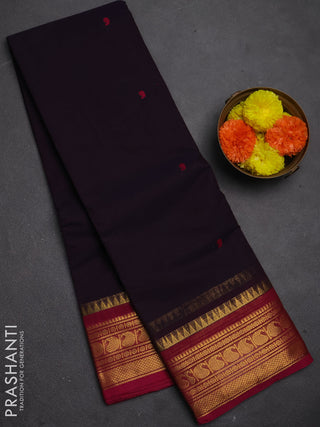 Chettinad cotton saree deep jamun and magenta pink with thread woven buttas and zari woven border