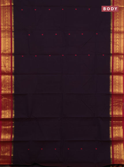 Chettinad cotton saree deep jamun and magenta pink with thread woven buttas and zari woven border