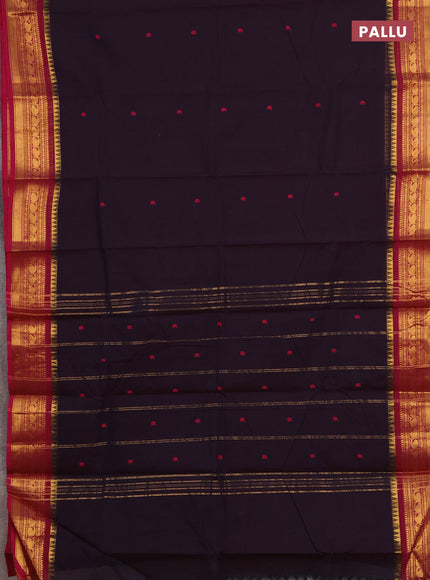 Chettinad cotton saree deep jamun and magenta pink with thread woven buttas and zari woven border