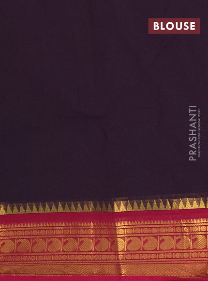 Chettinad cotton saree deep jamun and magenta pink with thread woven buttas and zari woven border