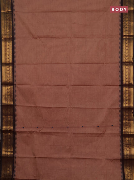 Chettinad cotton saree brown and coffee brown with thread woven buttas and zari woven border