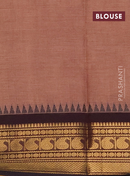 Chettinad cotton saree brown and coffee brown with thread woven buttas and zari woven border