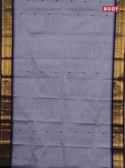 Chettinad cotton saree pastel blue and navy blue with thread woven buttas and zari woven border