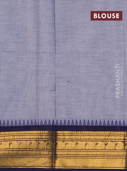 Chettinad cotton saree pastel blue and navy blue with thread woven buttas and zari woven border