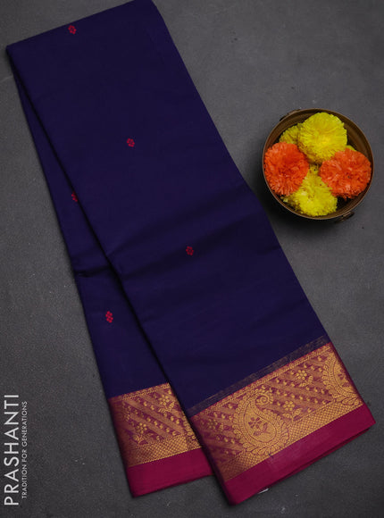Chettinad cotton saree violet and pink with thread woven buttas and zari woven border