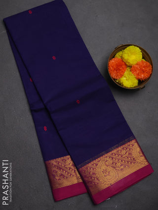 Chettinad cotton saree violet and pink with thread woven buttas and zari woven border