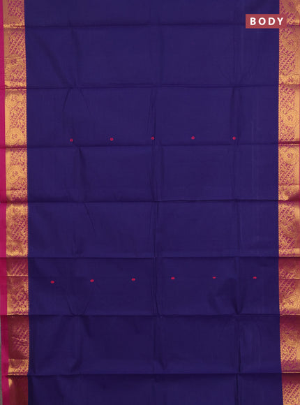 Chettinad cotton saree violet and pink with thread woven buttas and zari woven border