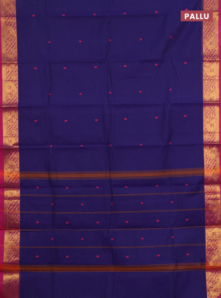 Chettinad cotton saree violet and pink with thread woven buttas and zari woven border