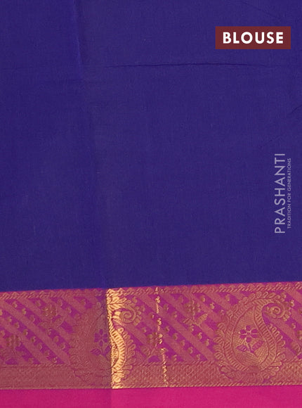 Chettinad cotton saree violet and pink with thread woven buttas and zari woven border