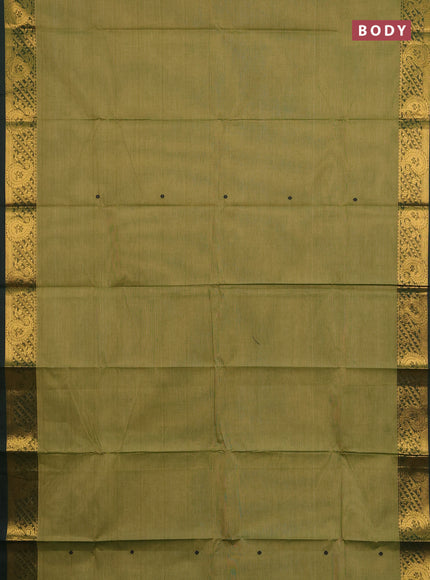 Chettinad cotton saree mehendi green and bottle green with thread woven buttas and zari woven border