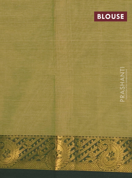 Chettinad cotton saree mehendi green and bottle green with thread woven buttas and zari woven border