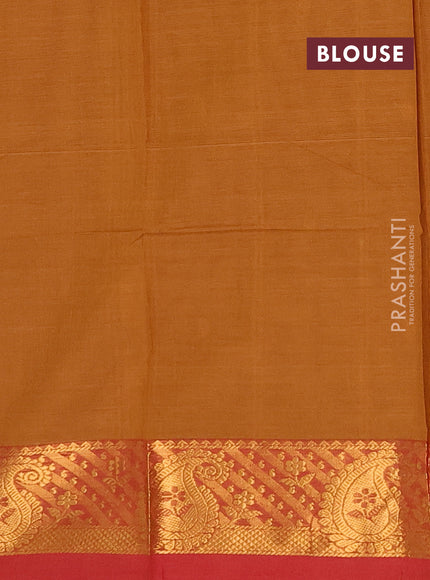 Chettinad cotton saree dark mustard and maroon with thread woven buttas and zari woven border