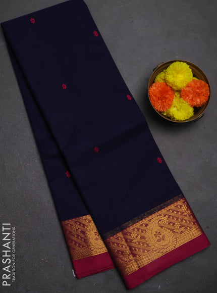 Chettinad cotton saree violet and magenta pink with thread woven buttas and zari woven border