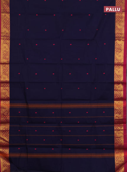 Chettinad cotton saree violet and magenta pink with thread woven buttas and zari woven border