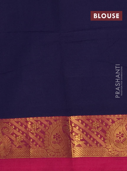 Chettinad cotton saree violet and magenta pink with thread woven buttas and zari woven border