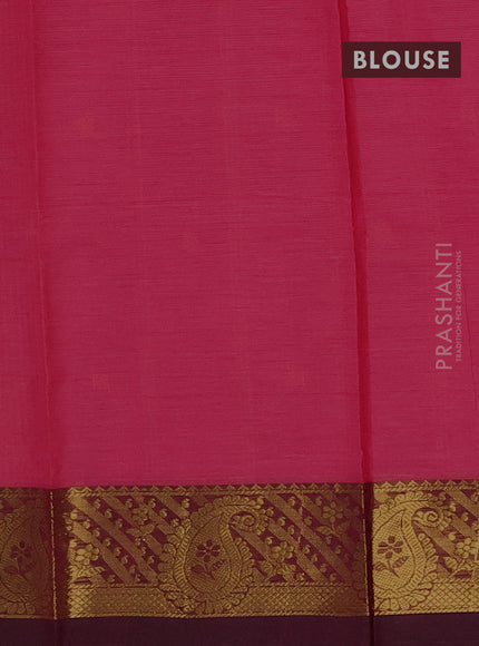 Chettinad cotton saree pink and dark pink with thread woven buttas and zari woven border