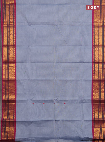 Chettinad cotton saree grey and pink with thread woven buttas and zari woven border