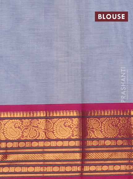 Chettinad cotton saree grey and pink with thread woven buttas and zari woven border