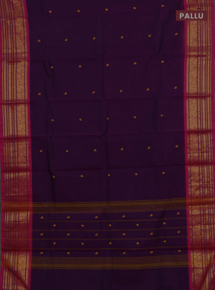 Chettinad cotton saree violet and pink with allover thread woven buttas and zari woven border