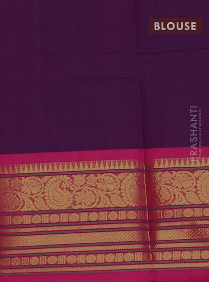 Chettinad cotton saree violet and pink with allover thread woven buttas and zari woven border