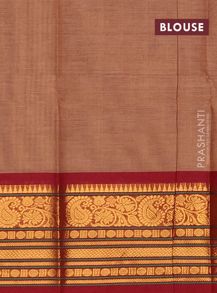 Chettinad cotton saree pastel brown and deep maroon with thread woven buttas and zari woven border
