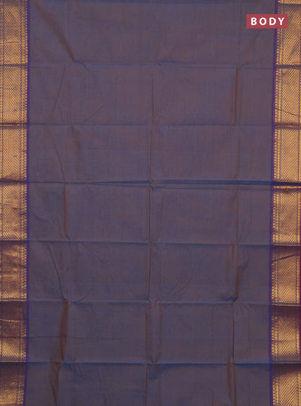 Chettinad cotton saree blue shade and maroon with plain body and zari woven border