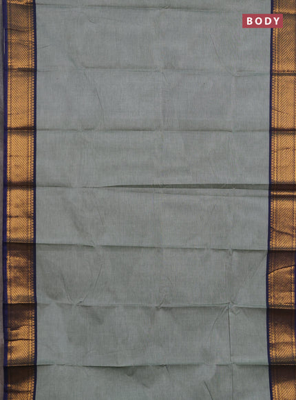 Chettinad cotton saree pastel green and blue with plain body and zari woven border