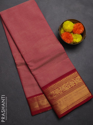 Chettinad cotton saree pink and dark pink with plain body and zari woven border