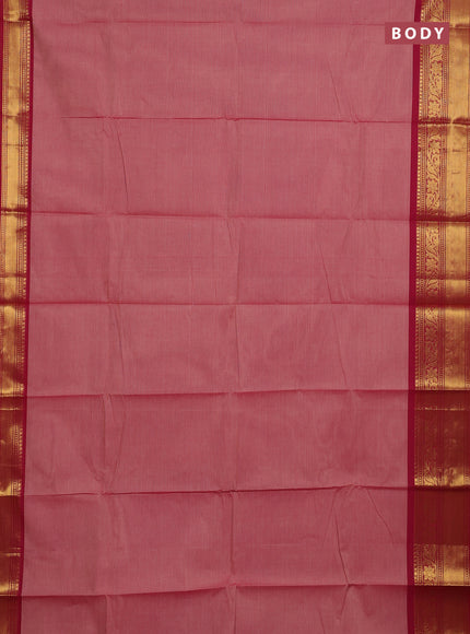 Chettinad cotton saree pink and dark pink with plain body and zari woven border