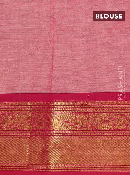 Chettinad cotton saree pink and dark pink with plain body and zari woven border