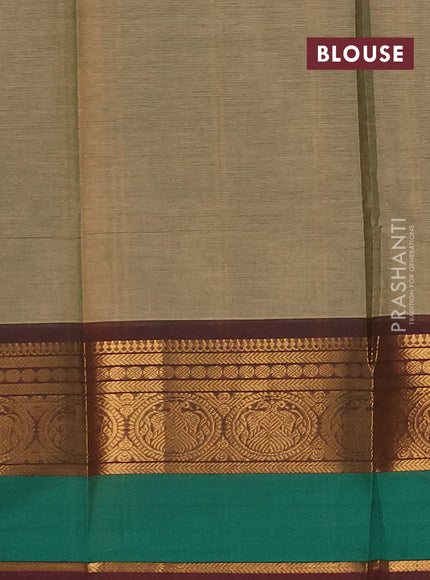 Chettinad cotton saree elaichi green and deep maroon with zari woven buttas and zari woven border
