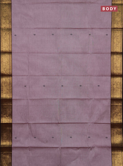 Chettinad cotton saree pastel brown and coffee brown with thread woven buttas and zari woven border