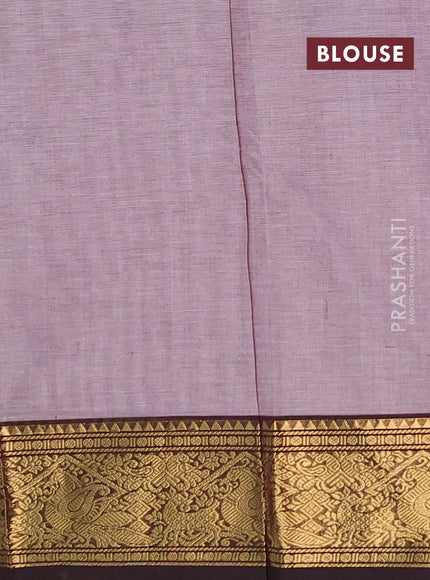 Chettinad cotton saree pastel brown and coffee brown with thread woven buttas and zari woven border