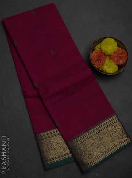 Chettinad cotton saree pink and green with thread woven buttas and zari woven border