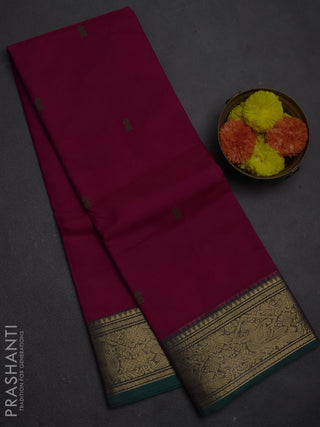 Chettinad cotton saree pink and green with thread woven buttas and zari woven border