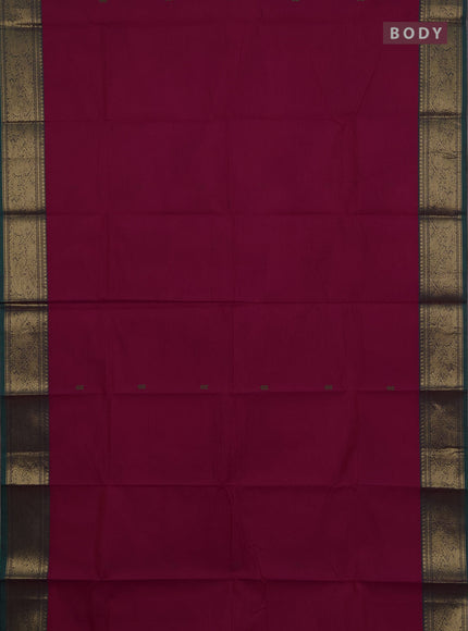 Chettinad cotton saree pink and green with thread woven buttas and zari woven border