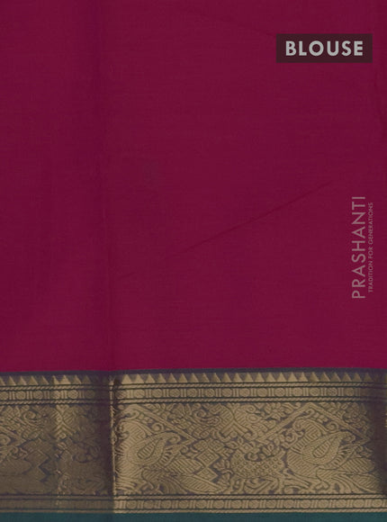 Chettinad cotton saree pink and green with thread woven buttas and zari woven border