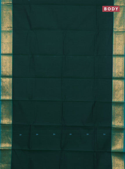 Chettinad cotton saree green and teal green with thread woven buttas and zari woven border