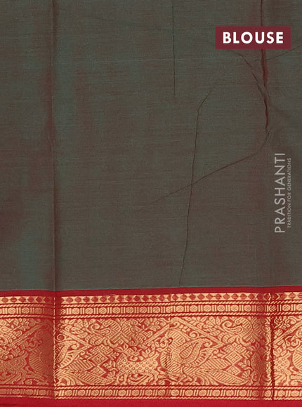 Chettinad cotton saree manthulir green and maroon with thread woven buttas and zari woven border