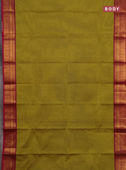 Chettinad cotton saree light green and magenta pink with plain body and zari woven border