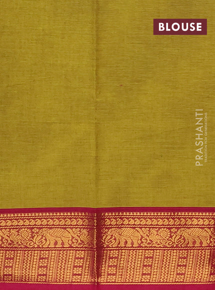Chettinad cotton saree light green and magenta pink with plain body and zari woven border